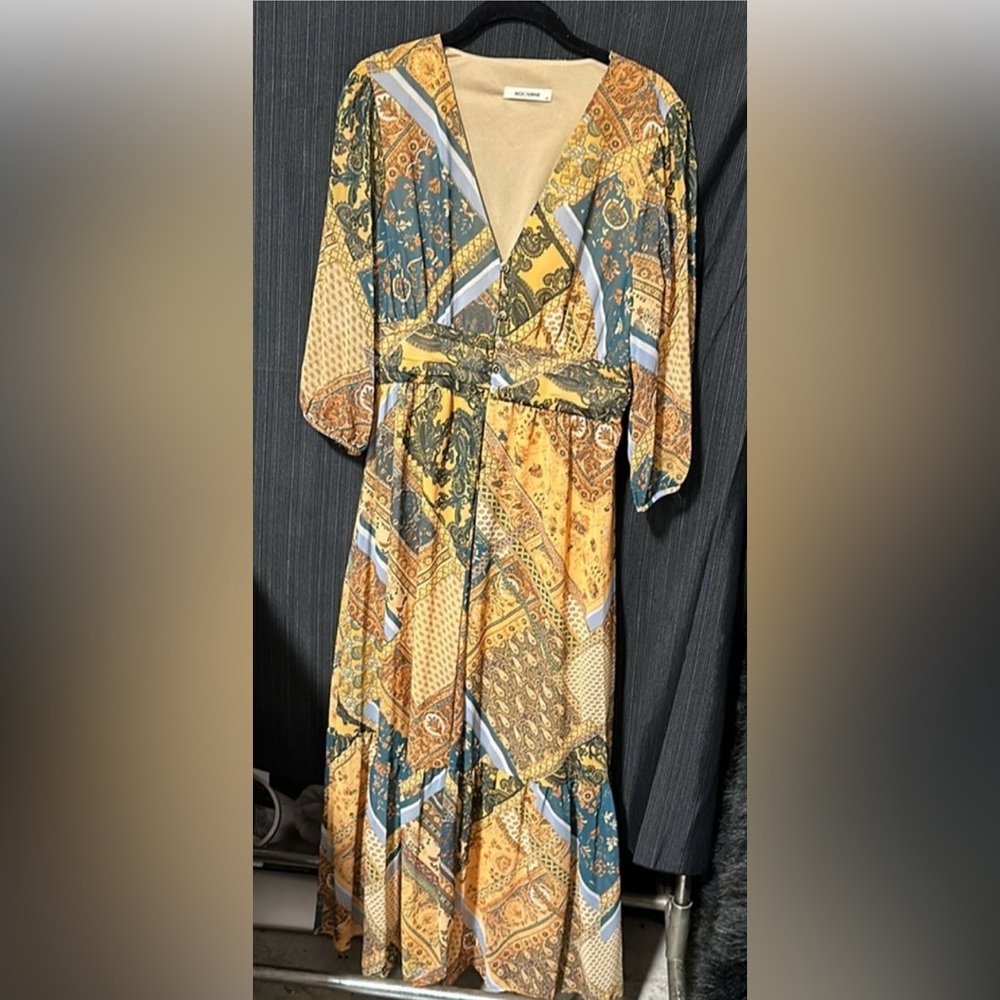 Nocturne Print Midi‎ Dress / Size 40 / H-107